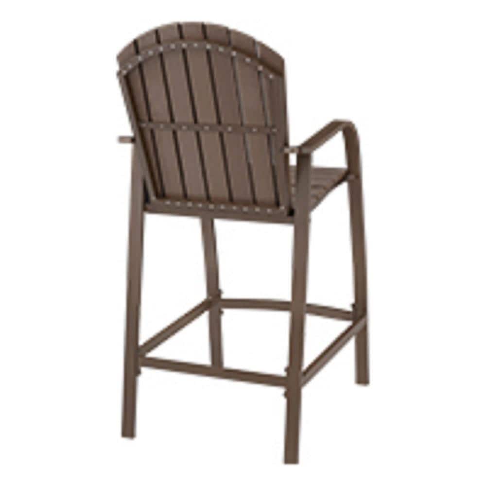 Brown Aluminum Frame Outdoor Counter Height Bar Stools, Set of 2
