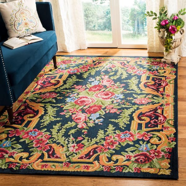 Classic Vintage 8 ft. x 10 ft. Black/Rose Medallion Floral Area Rug