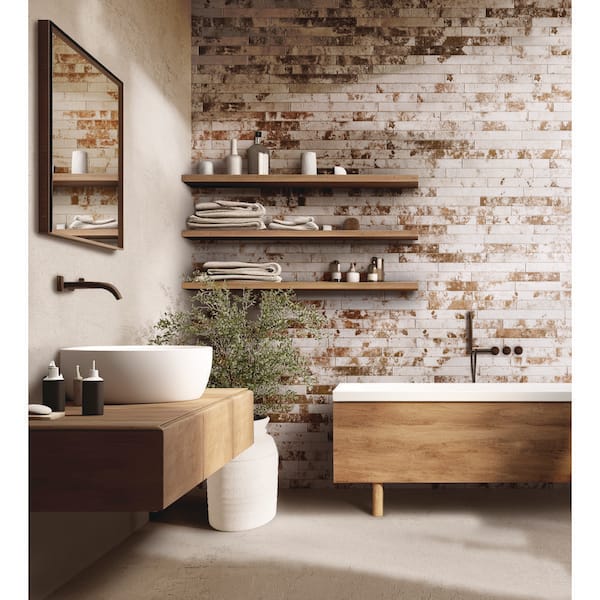 MSI Rustiva White Brick 2 in. x 18 in. Matte Porcelain Floor and
