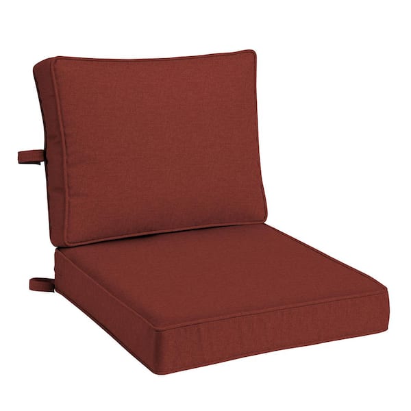 ARDEN Foam Outdoor Double Welted Deep Seat Cushion Set 24 x 24 Made with ProFoam, Chili Pepper Red Woven Solid