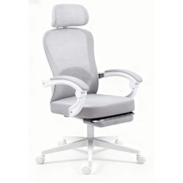 Modern Breathable Mesh Lumbar Support Reclining Ergonomic Office Chair in Gray with Adjustable Arms