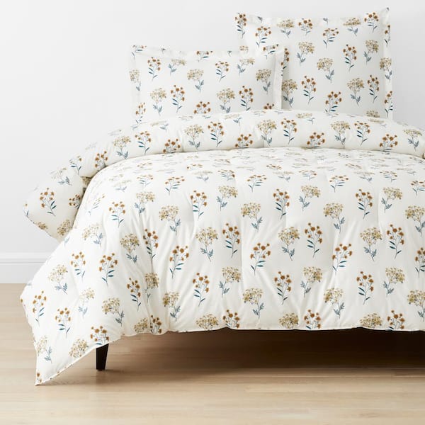 The Company Store Company Cotton White Multi Stem Bouquet King/Cal King Cotton Percale Comforter