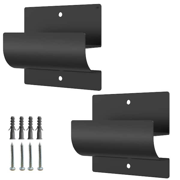 Wall Rack with 2 Pack Ladder Hooks, 50lb Capacity, Black Powder Coated Iron, Space Saving Garage Organizer