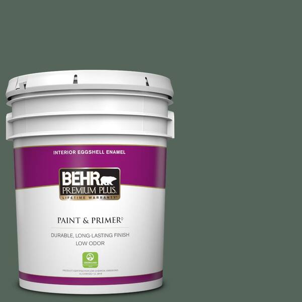 BEHR PREMIUM PLUS 5 gal. #460F-6 Medieval Forest Eggshell Enamel Low Odor Interior Paint & Primer