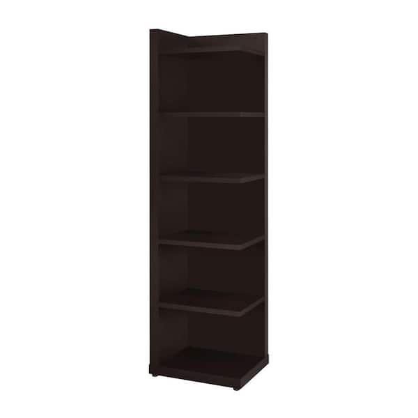 71 in. Tall Cappuccino Medium Density Fiberboard (MDF), 6-Shelf Corner Bookcase