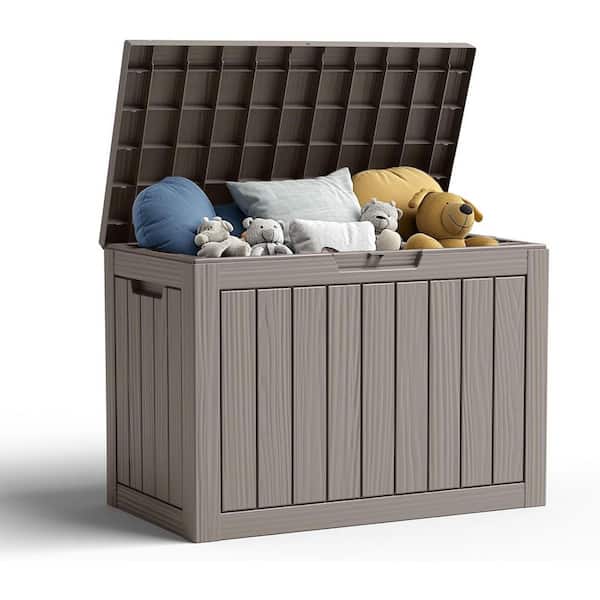 Gray 45 Gal. Waterproof Lockable Resin Deck Box UV Resistant Outdoor Storage Box for Patio Cushions, Pool Toys