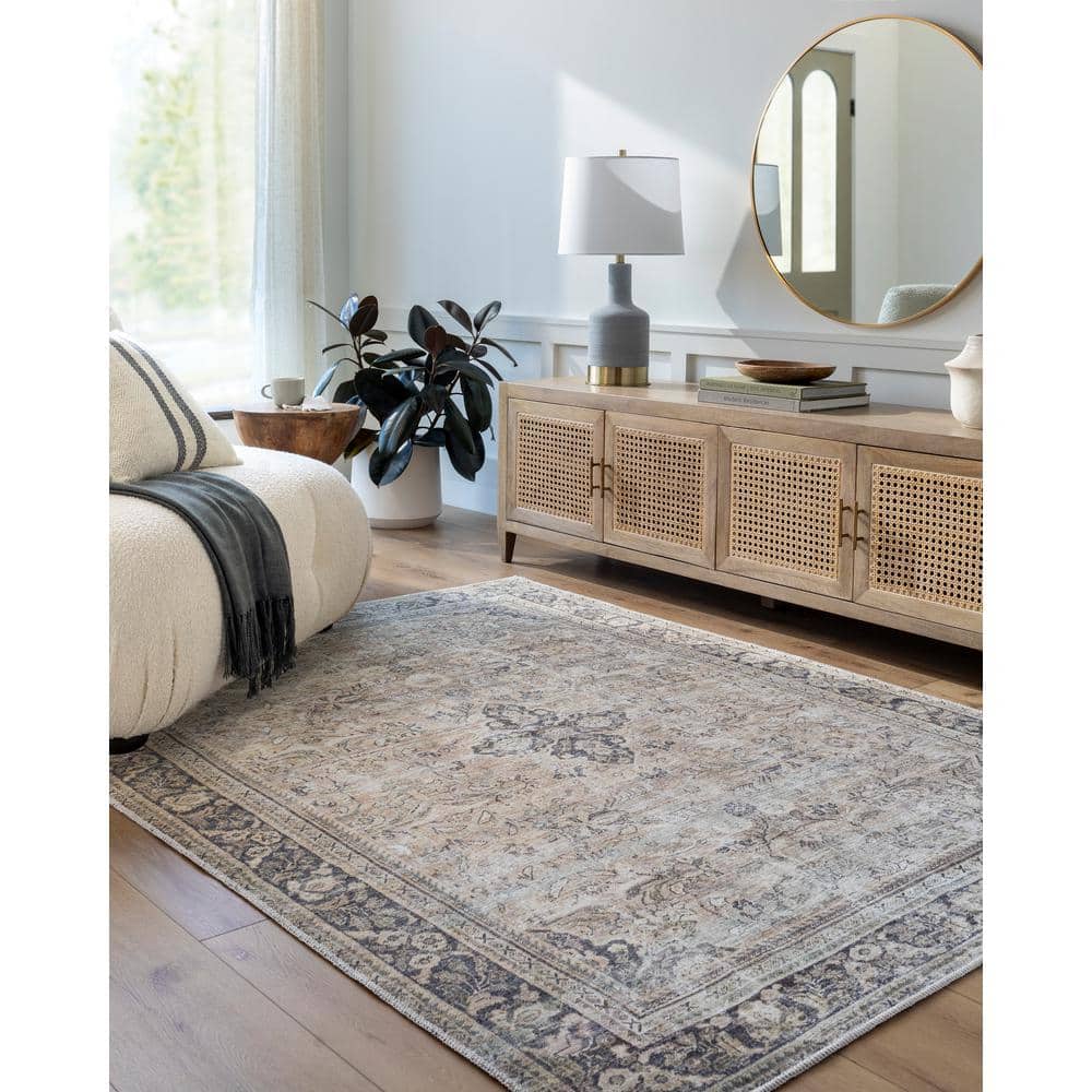 Becki Owens Light Gray Synthetic Washable Rectangular Area Rug