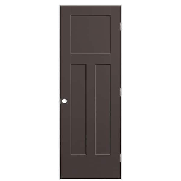 28 in. x 80 in. 3-Panel Winslow Left-Hand Hollow Core Willow Wood Molded Composite Single Prehung Interior Door