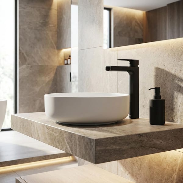 Amada Single Handle Single-Hole Bathroom Vessel Faucet in Matte Black