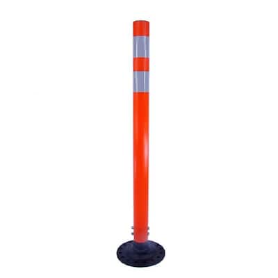 36 in. Orange Round Delineator Post and Base with High-Intensity White Band