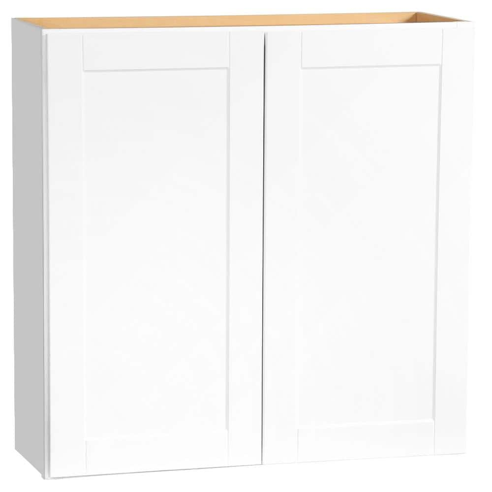 Hampton Bay Shaker 36 in. W x 24 in. D x 34.5 in. H Assembled Sink Base  Kitchen Cabinet in Satin White KSB36-SSW - The Home Depot