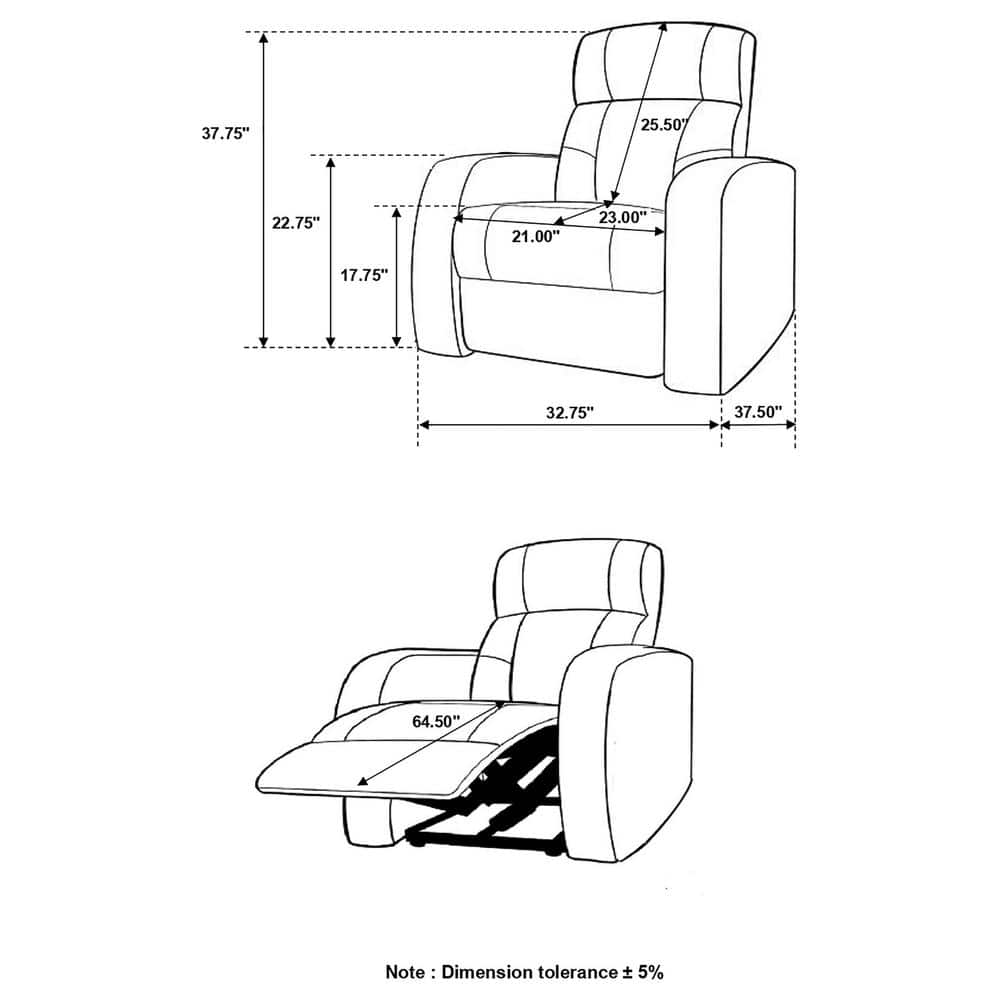 Cyrus Black Leather Manual Reclining Sofa with Cup Holders