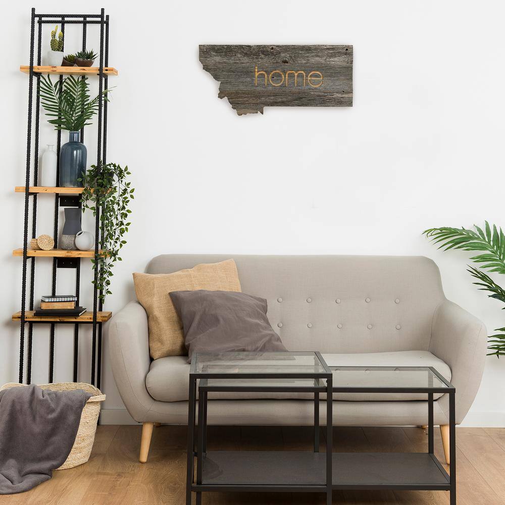 Large Rustic Gray Reclaimed Wood Montana Wall Sign