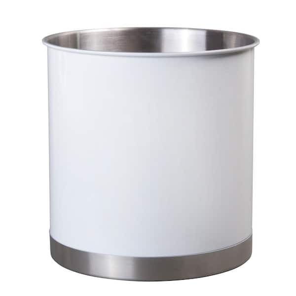 Heavy Gauge White 7 in. Dia. x 7 in. H Large Stainless Steel Tool Crock Cooking Utensil Flatware Holder
