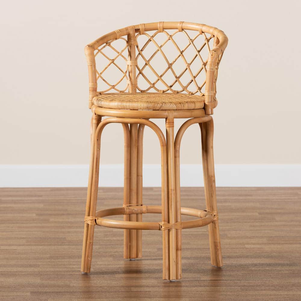 Serene Bohemian Natural Brown Rattan Adjustable Counter Stool