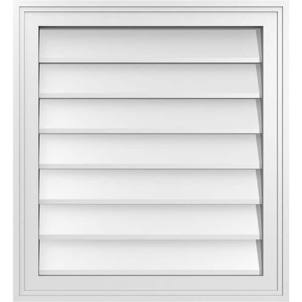 Ekena Millwork 22" x 24" Vertical Surface Mount PVC Gable Vent: Non-Functional with Brickmould Frame