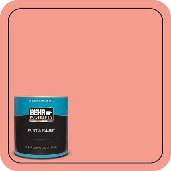 BEHR PREMIUM PLUS 1 qt. #180B-4 Fruit Shake Satin Enamel Exterior Paint & Primer