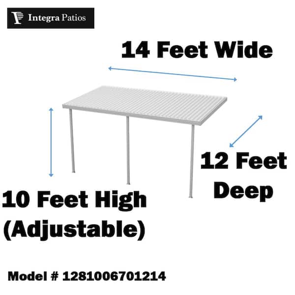 14 ft. x 12 ft. Dark Bronze Aluminum Frame White Roof Carport, 10 lbs. Snow Load
