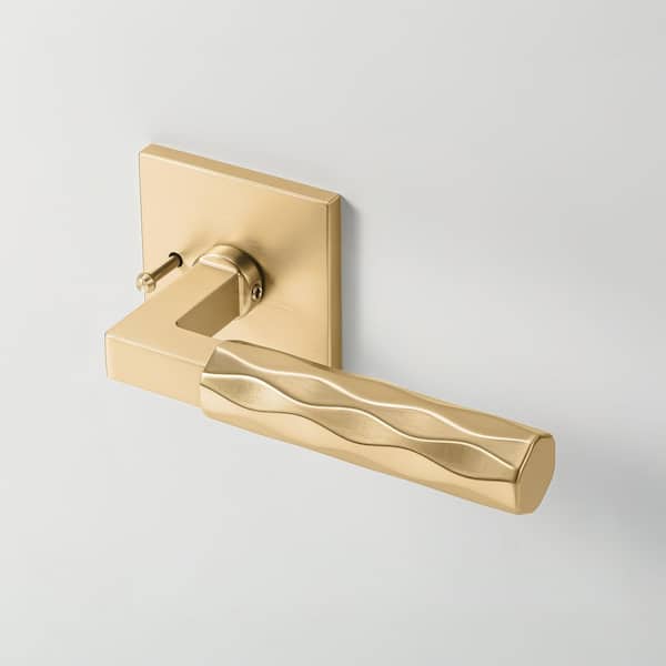 Hailey Champagne Gold Bed/Bath and Hall/Closet Modern Door Handle, Square Plate and Concealed Screws (Privacy/Passage)