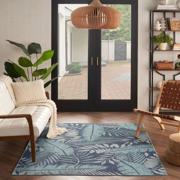 Garden Oasis Navy 5 ft. x 7 ft. Nature-inspired Contemporary Area Rug
