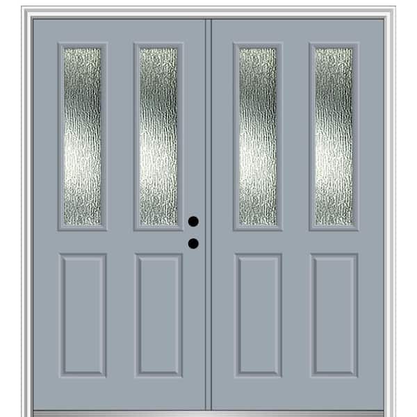 MMI Door 72 in. x 80 in. Left-Hand/Inswing Rain Glass Storm Cloud Fiberglass Prehung Front Door on 4-9/16 in. Frame