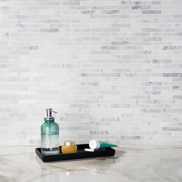 Oriental Sculpture 12 in. x 12 in. x 8 mm Marble Mosaic Floor and Wall Tile