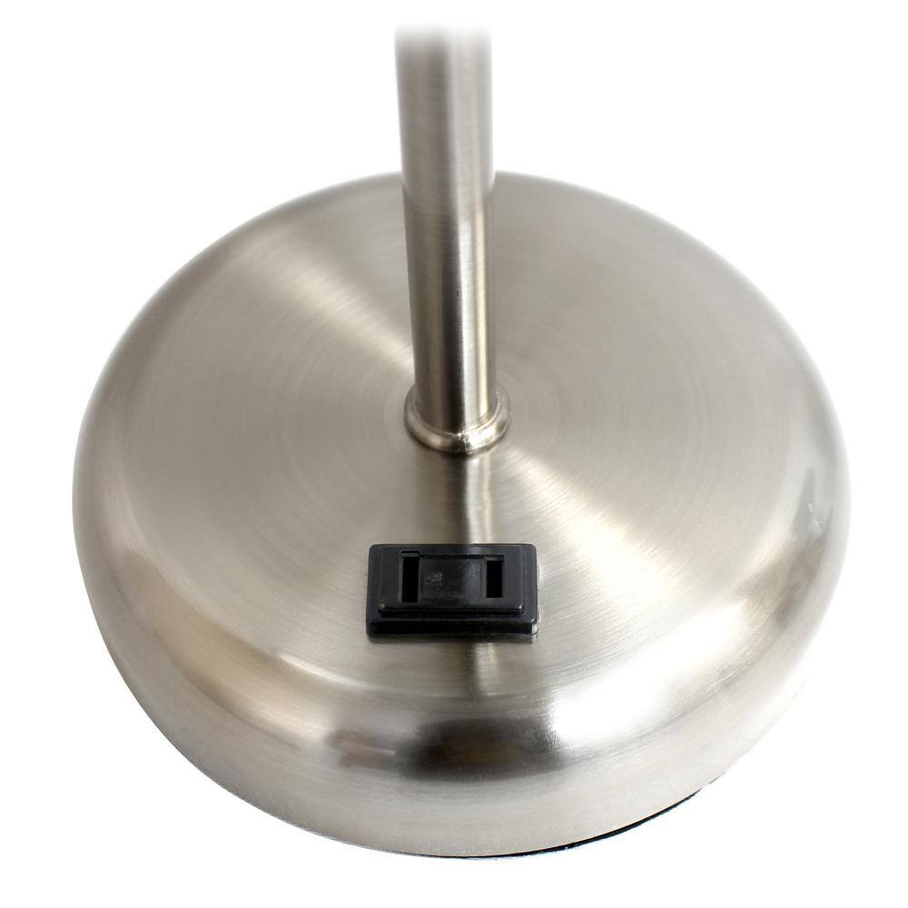Brushed Steel and Light Pink Contemporary Table Lamp Duo with Power Outlet