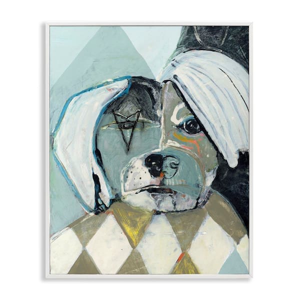Abstract Dog Face Portrait by Stacy Milrany White Framed Animal Giclee Art Print 20 in. x 16 in.
