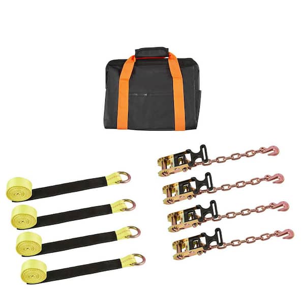 Wheel Chock Tie-Down Kit, Tire-Style Tow Dolly Strap, Car Tie Down Kit with Heavy-Duty Hook, Working Load 3333 lbs.
