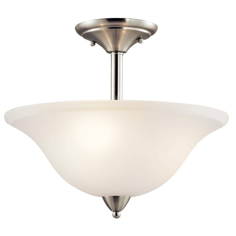 Nicholson 16 in. 3-Light Brushed Nickel Hallway Transitional Semi-Flush Mount Ceiling Light with Satin Etched Glass price history on PriceWatchPro