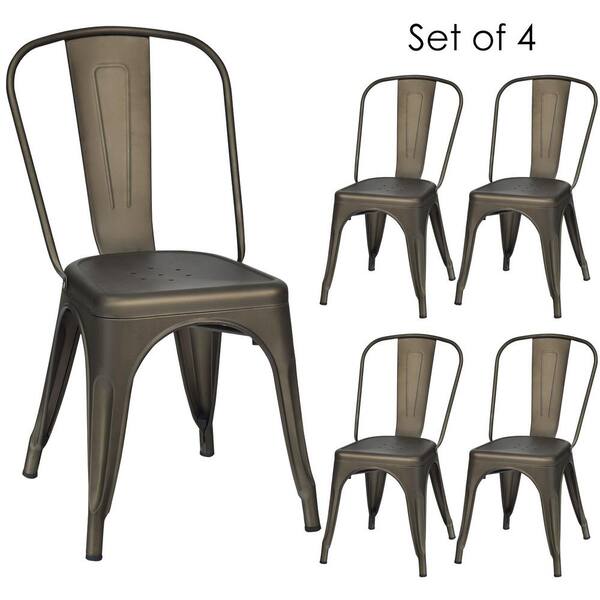 Stackable Metal Outdoor Dining Chair, Metal Outdoor Dining Chairs Set Of 4
