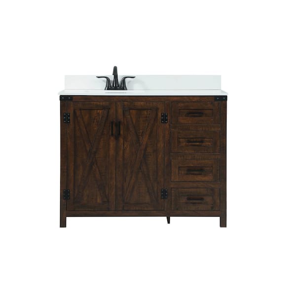 Unbranded Simply Living 42 in. W x 19 in. D x 34 in. H Bath Vanity in Expresso with Ivory White Engineered Marble Top