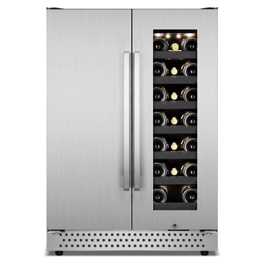 24 in. Dual Zone 20-Wine Bottles and 88-Cans Beverage & Wine Cooler in Stainless Steel With Smart Control Panel