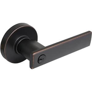 Westwood Aged Bronze Keyed Entry Door Lever With Round Rose
