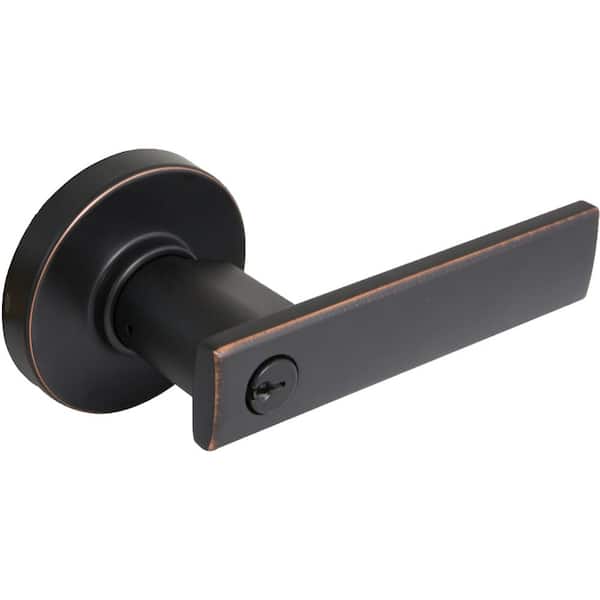 Defiant Westwood Aged Bronze Keyed Entry Door Lever With Round Rose