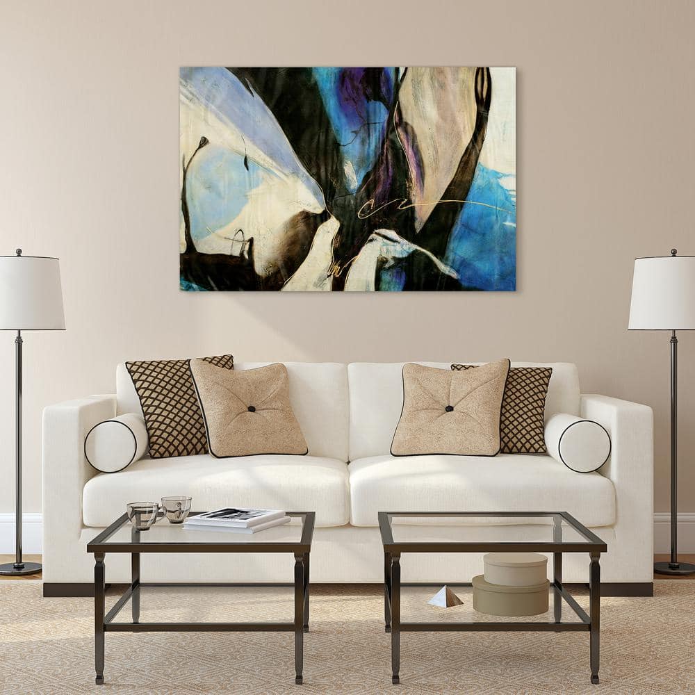 Motivos Abstract Blue and Purple Tempered Glass Wall Art, 32" x 48"