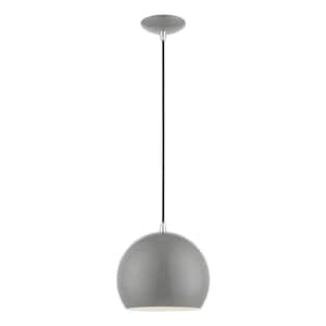 Piedmont 1-Light Shiny Light Gray Globe Pendant with Polished Chrome Accents
