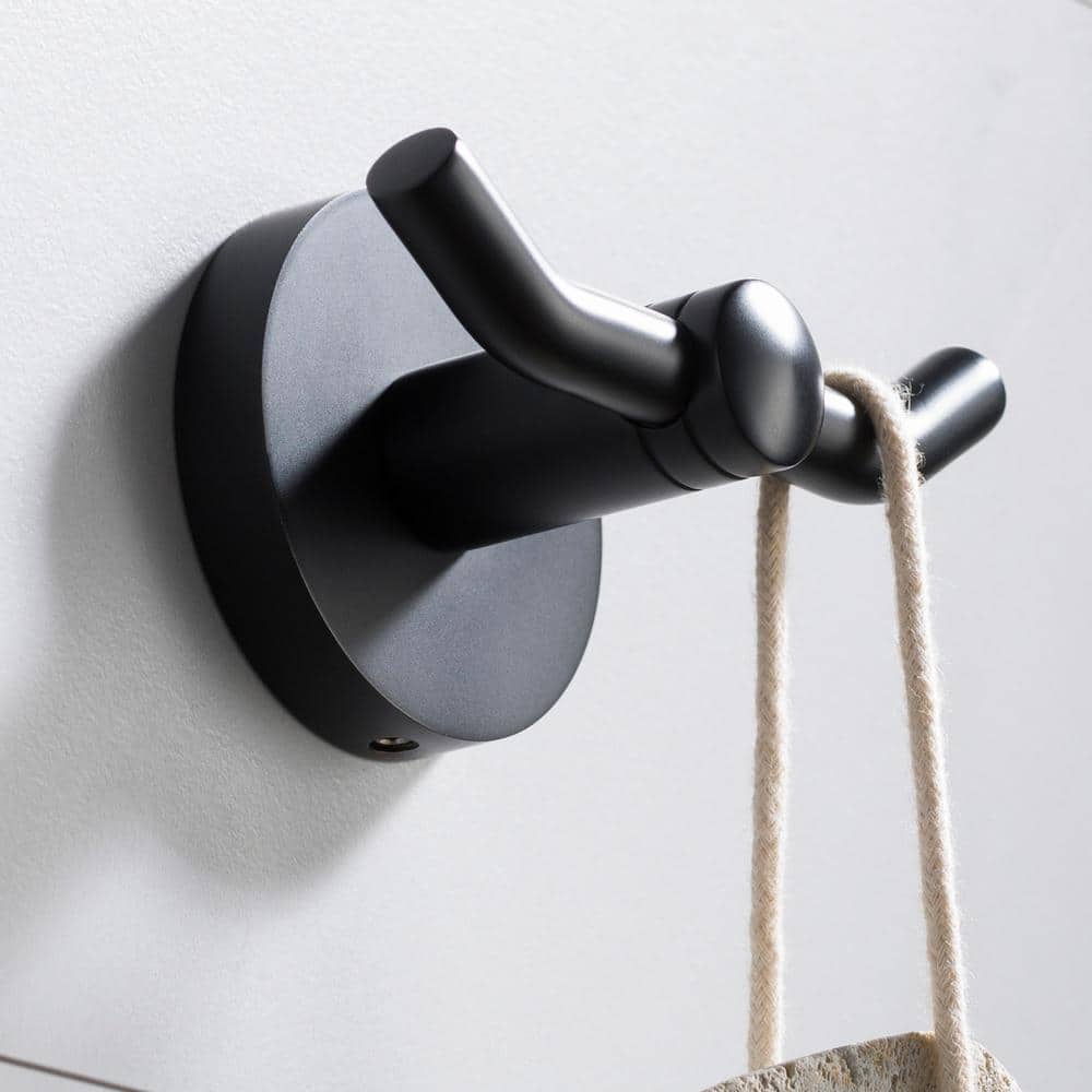 Matte Black Modern Double Wall Mounted Robe Hook