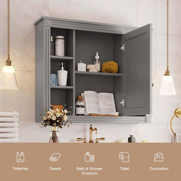 JUJABU 35 in. W x 7.1 in. D x 28 in. H Bathroom Storage Wall