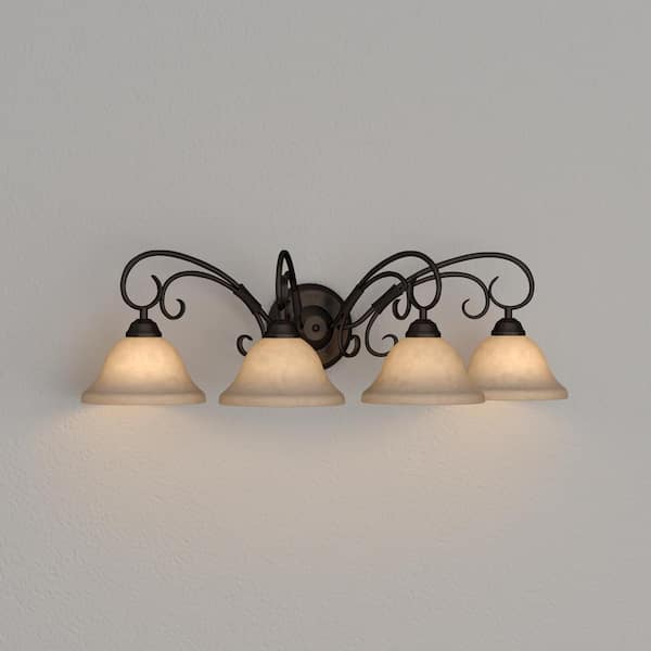 Golden Lighting - Homestead Collection 4-Light Rubbed Bronze Bath Vanity Light