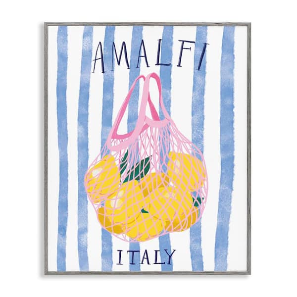 Amalfi Italy Lemons by Be Ni La Gray Framed Food Giclee Art Print 14 in. x 11 in.
