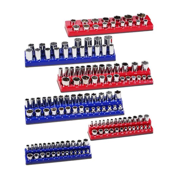 Magnetic Socket Organizer Set, 2025 upgrade, 6PCS Socket Holder, 1/4in., 3/8in. & 1/2in. Metric SAE Socket Trays, 143PCS