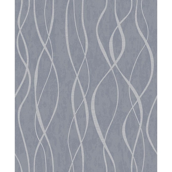 Unbranded Special FX 2 Collection Blue Glitter Ribbons Design Vinyl on Non-Woven Non-Pasted Wallpaper Sample