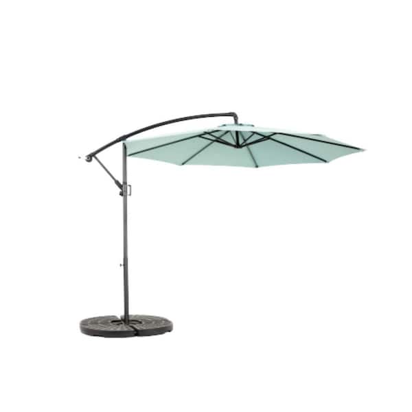 Dracelo Series 10 ft. Metal Cantilever Market Tilt Half Patio Umbrella in  Light Green no Base GT-351