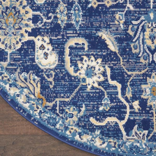 Nourison Grafix Navy Blue 8 ft. x 8 ft. Persian Medallion