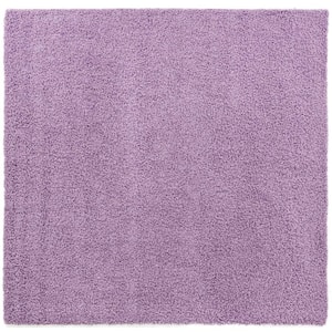 Solid Shag Lilac 8 ft. Square Area Rug