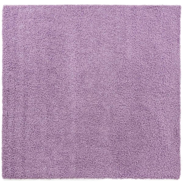 Unique Loom Solid Shag Lilac 8 ft. Square Area Rug