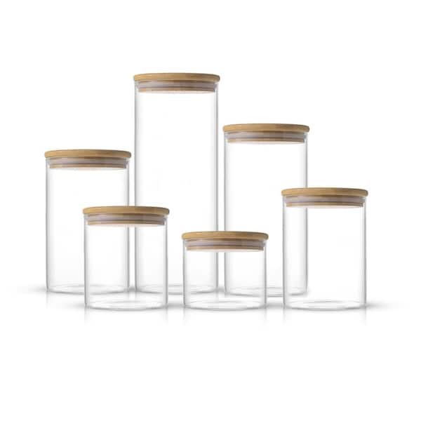 Glass Jars with Bamboo Lids, Glass food storage sets with airtight black  lids, Glass Canisters Sets with Bamboo Lids, Glass Storage Containers with  Black Lids (4 Sets of 20/27/34/40oz) 