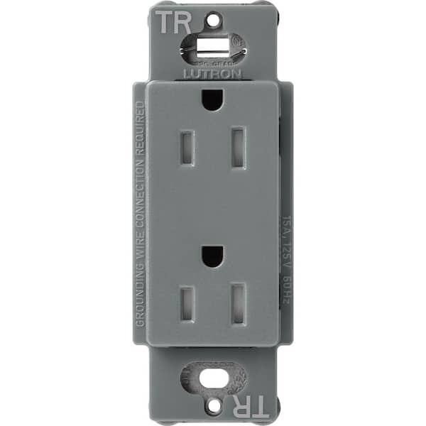 Lutron Claro 15-Amp Tamper-Resistant Duplex Receptacle, Slate (SCRS-15-TR-SL)