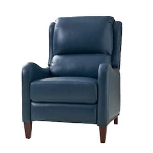 Hyde Modern Retro Cigar Genuine Leather Recliner with Nailhead Trim-Turquoise